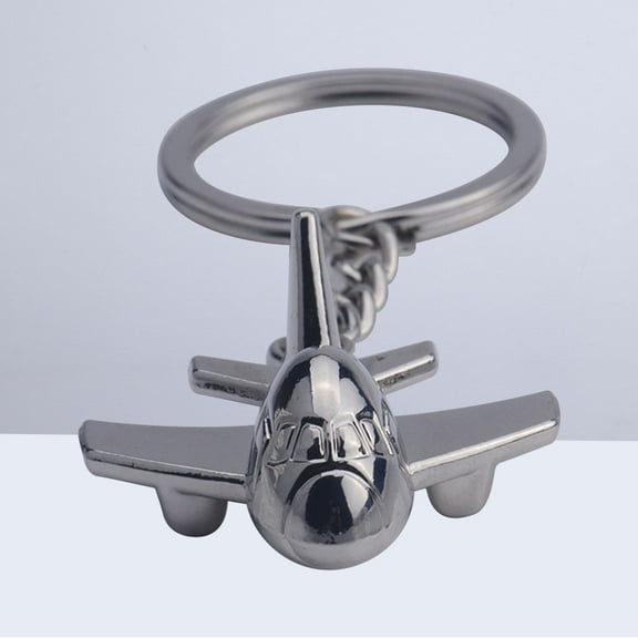 WHAMVOX Personaized Airplane Keyring Metal Keychain Cool Car Keyring Purse Bag Pendant Decoration Creative Gift Party Favor (Silver)