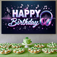 thumbnail image 4 of Music Notes Happy Birthday Banner Glitter Design Headphones Celebration for Birthday Party Musical Event Indoor Decor, 4 of 7