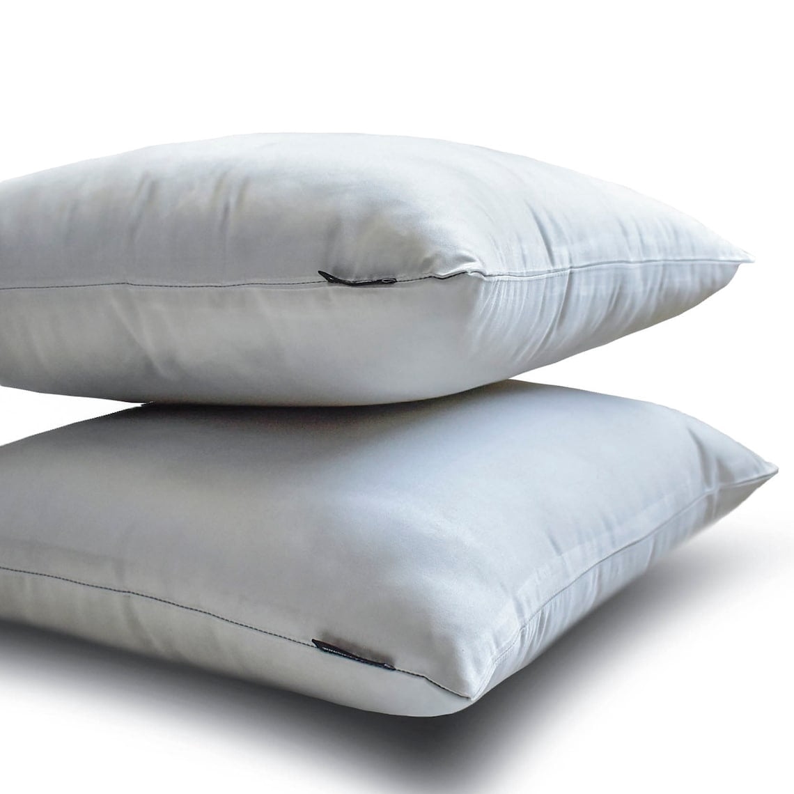 The HomeCentric Luxury Lumbar Pillow Cover Light Gray Pack Of 2, 20"x30" (50x75 cm) Satin Solid Oblong Pillow Cover, Solid Modern Cushion Cover Style - Light Gray Slub Satin