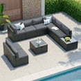 thumbnail image 4 of Clouddwell 10-Piece Patio Furniture Set On Sale, Black Rattan Wicker Outdoor Sectional Sofa Couch with Table Patio Conversation Set for Lawn& Backyard, Gray, 4 of 6