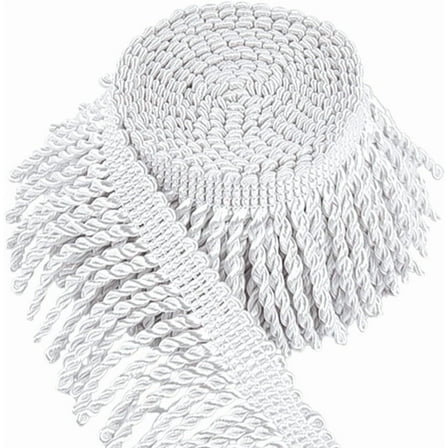 Curtain Fringes White Bullion Fringe Trim 5 Yards x 2.4 Inch Sewing Fabric Trims Upholstery Tassel Ribbon