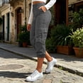 thumbnail image 2 of Lzobxe Fashion Plus Size Capris for Women Casual Color Elastic Loose Pants Straight Wide Leg Trousers with Pocket Cropped Pants for Women,Sizes S-2XL, 2 of 7