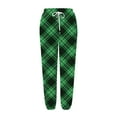 thumbnail image 6 of RYRJJ Women's Cinch Bottom Plaid Sweatpants Pockets Drawstring High Waist Sporty Gym Athletic Fit Jogger Pants Lounge Trousers Dark Green XXL, 6 of 6