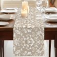 thumbnail image 3 of Light Brown Flowers Table Runner 90 Inches Long,Rustic Boho Ethnic Middle Century Cotton Linen Table Runners Dresser Scarves,Fabric Tabletop Scarf Furniture Cover for Home Dinner Party 13"x90", 3 of 9