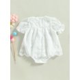 thumbnail image 2 of xiaxaixu Bébé Fille Romper, Été Manches Courtes Col Rond Dentelle Floral Short Combinaisons Tops 0-24M, 2 of 8