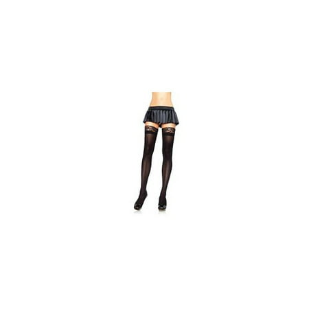 - Opaque Thigh Highs with Lace Top 6258LEG_BL Black
