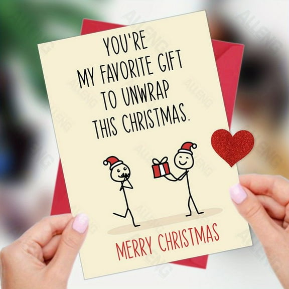 You're My Favorite Gift Christmas Card – Cute Stick Figure Design – Perfect Holiday Greeting for Loved Ones – Blank Inside & Includes Envelope