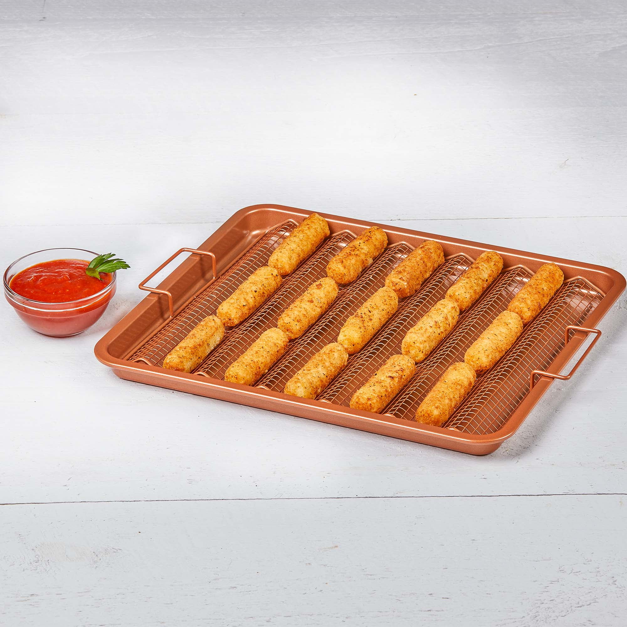 Square Copper Oven Crisper Tray for Bacon Air Crisper Pan - China