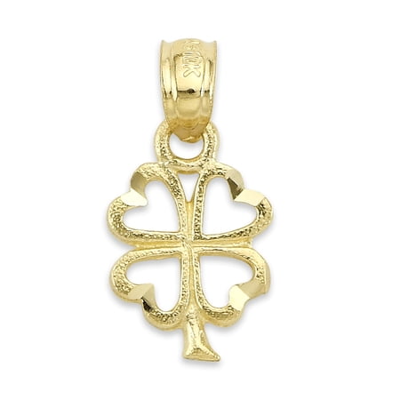 Golden Fire Solid 14k Gold Clover Pendant - Good Luck Charm Jewelry Gifts for Women