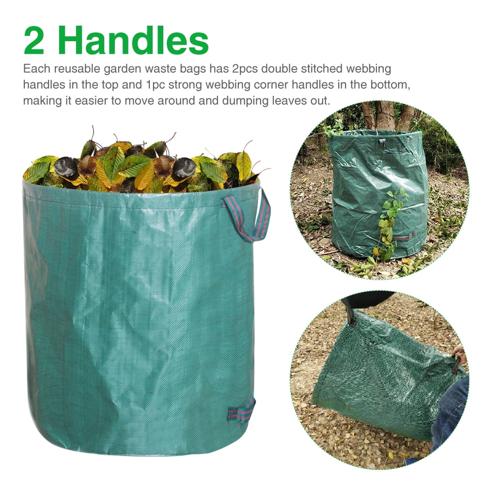 3pcs Large Capacity With Dual Handles Garden Waste Bag Yard Reusable Foldable Walmart Com Walmart Com