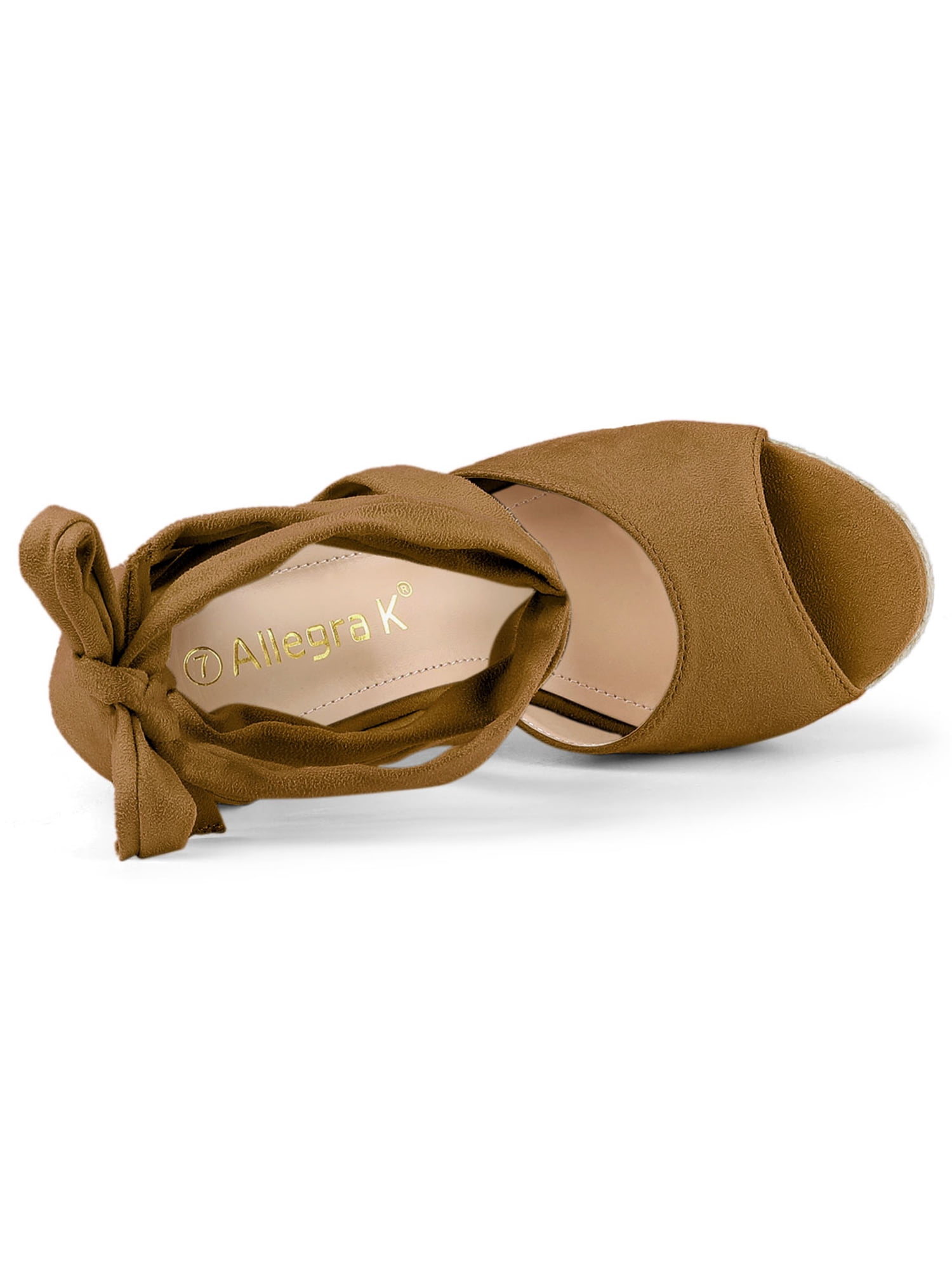 DARING DIVA Women's Lace Up Espadrilles Platform Wedges Sandals Brown 7