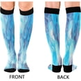 thumbnail image 2 of FREEAMG Blue Ink Marble Texture Compression Socks for Women Men,Knee High Stockings for Athletic Sports,Running,Travel, 2 of 7