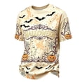 thumbnail image 3 of Havenx Halloween Shirts for Men Pumpkin Print Shirt Short Sleeve Crew Neck Tshirts Spooky Scary Fashion Funny Lightweight Casual Tees,Beige 2XL, 3 of 4