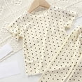thumbnail image 5 of Baby Toddler Girls Clothes Summer Outfits Heart Printed Short Sleeve Tops with Pants 2 Piece Sets Beige 6-7 Years, 5 of 5