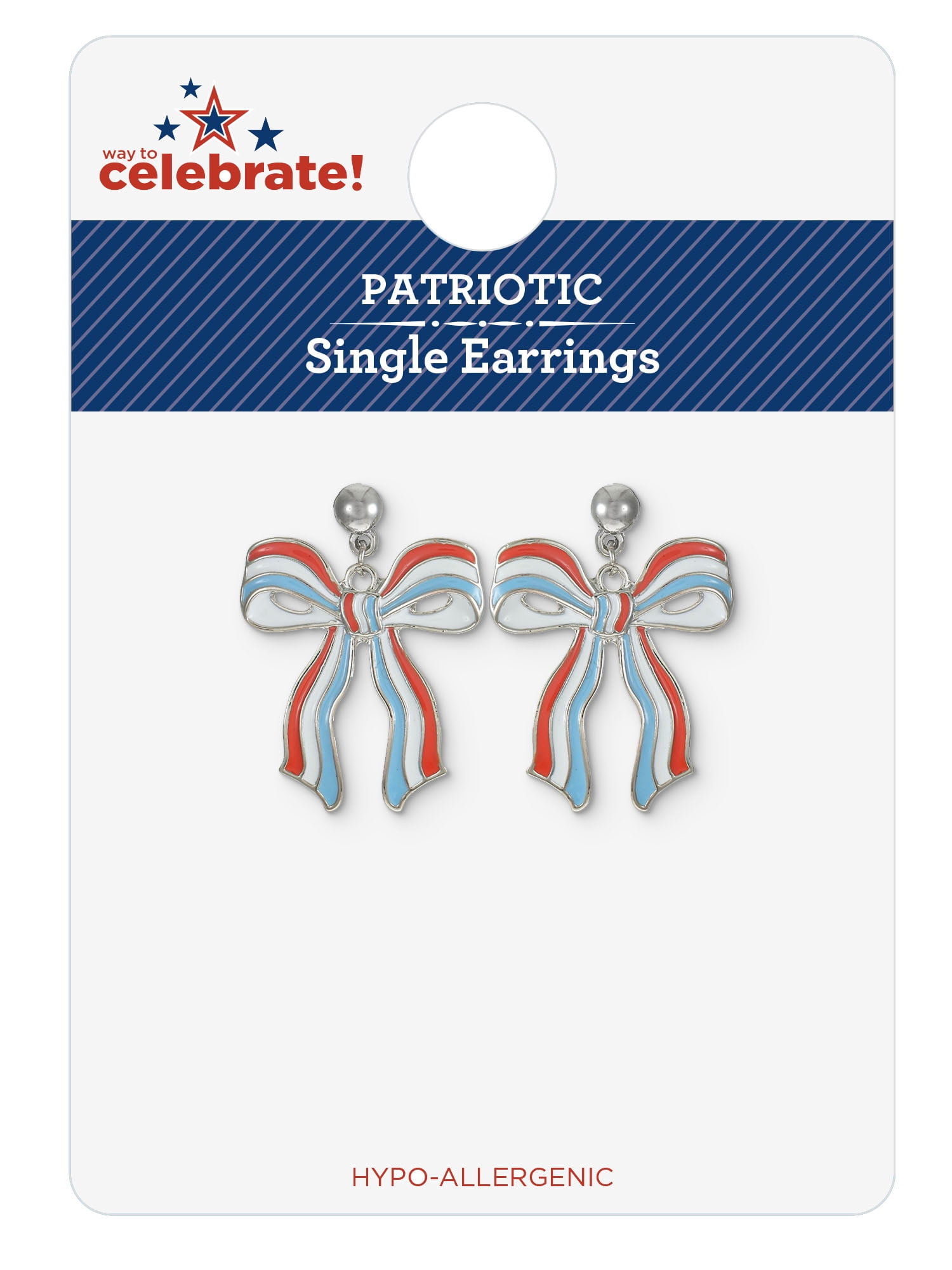 Way to Celebrate Americana Red White and Blue Bow Earrings