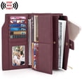 thumbnail image 5 of UTO Wallets for Women Vegan Leather RFID Blocking Trifold Purse Card Holder Ladies Clutch Phone Wristlet(Purple Red), 5 of 8