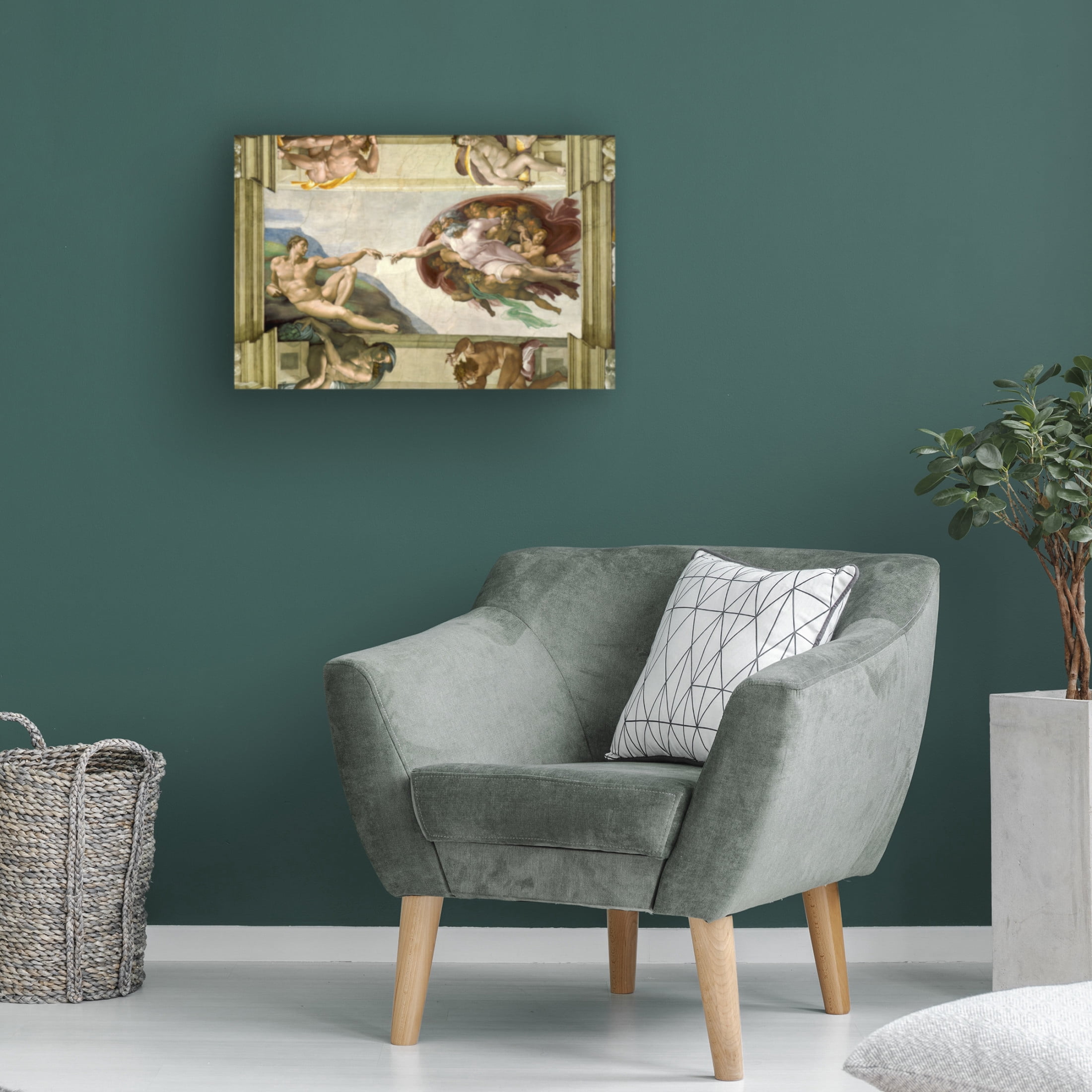 Canvas Wall Art - Masters Collection 'The Creation Of Adam Michelangelo' Wall Art for Living Room, Bedroom, or Office Décor by Trademark Fine Art - 24 x 16 Inches