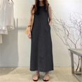 thumbnail image 1 of Generic Fashion Long Skirt round Neck Sleeveless Pocket Loose Long Vest Denim Robe Dress Women, 1 of 1