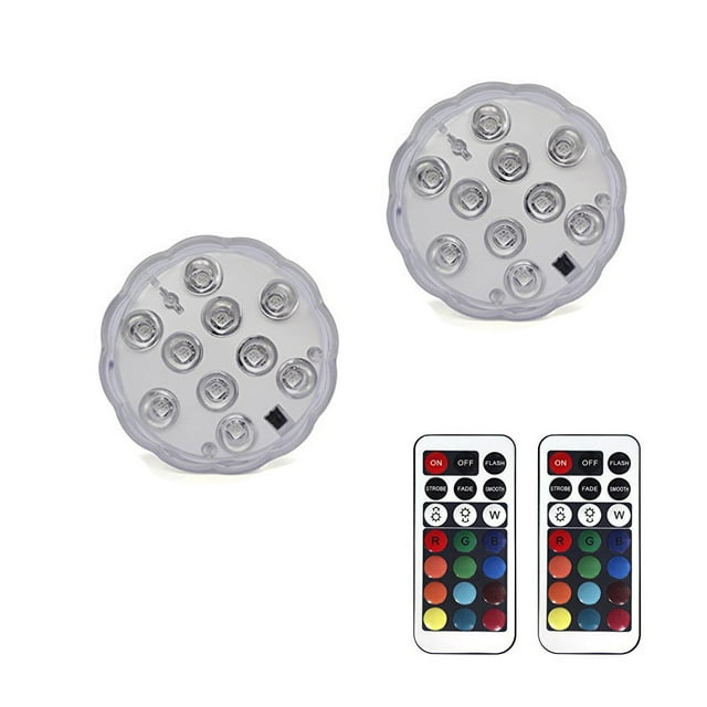 Luces LED sumergibles de 2 piezas con control remoto, luces multicolores para acuarios, impermeables, a pilas, para jacuzzis, fuentes, cascadas y acuarios de interior.
