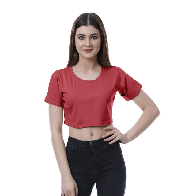 Moomaya T-shirt Court à Col Rond pour Femmes Manches Courtes Été Coupe Ample