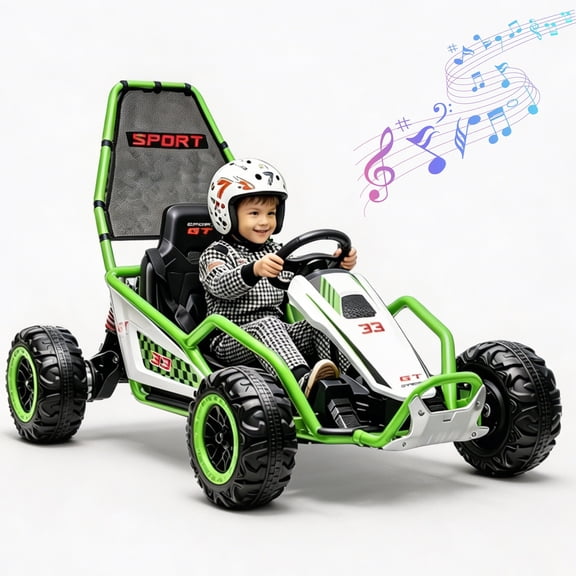 Akaber Kids Electric Go Kart for Aged 6 , 24V Drift Kart Dual 200W Motors, Ride on Toy with Bluetooth Music and LED Lights, Metal Frame