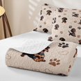 thumbnail image 4 of Homewish Cute Dachshund Quilt King,Dog Paw Prints King Coverlet Set,Beige,Heart Printed Decor,3 Pieces, 4 of 7