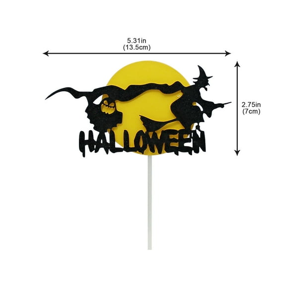 MOQIN Halloween Cake Decor Insert Set - 4 PCS Pumpkin Witch Topper for Birthday Party Supplies, Spooky Baking Decorations, Haunted House Themed DIY Dessert Accessories