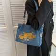 thumbnail image 4 of Bolso de mano con letras bordadas para mujer bolso de mano de lona ​​bolso de trabajo de viaje de gran capacidad, 4 of 9