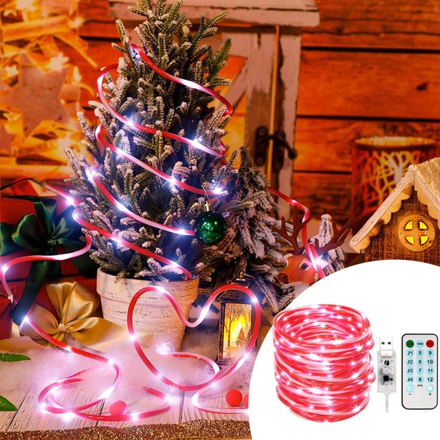 Teissuly Clearance Rope Lights Battery Powered,Outdoor Candy Cane Rope Lights,Waterproofs With Timer,Red&White Candy Cane Tube For DIY Wedding, Party, Garden, Corridor, Christmas(Multicolor, C) Teissuly WER202308290085