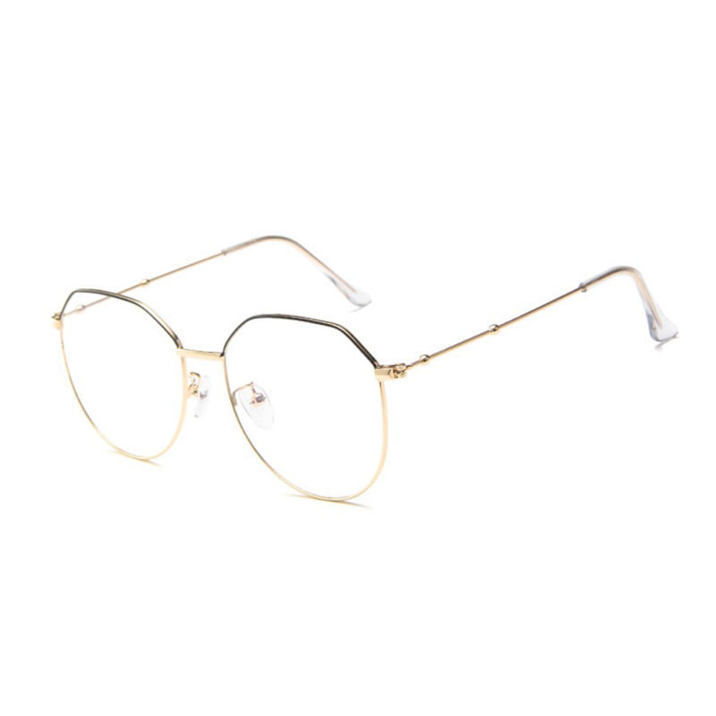 Hommes Femmes Vintage Rétro Nerd Style Clear Lens Eye Glasses Round Gold Frame 