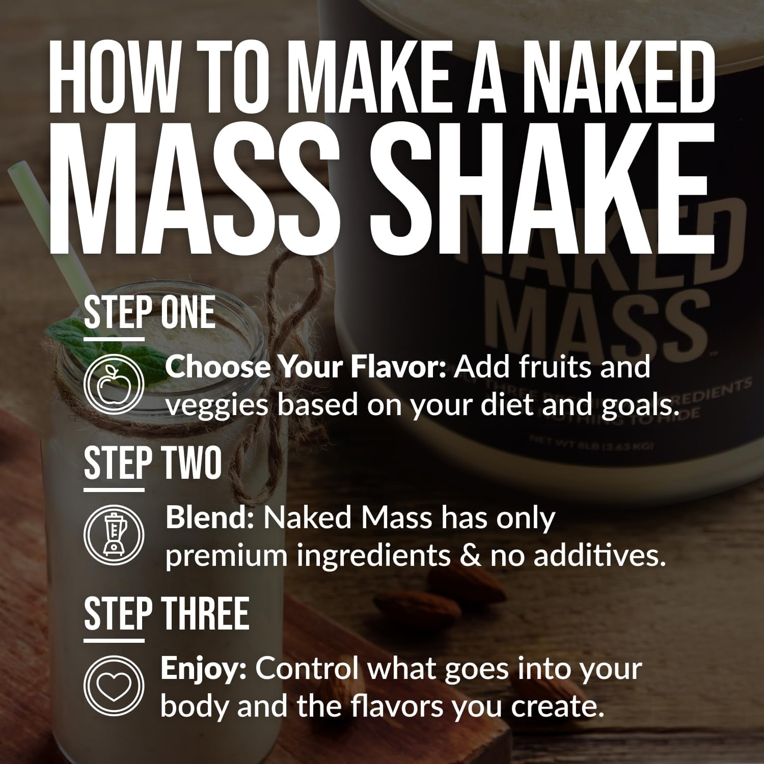 Naked Strawberry Mass - All Natural Strawberry Protein Powder - 8lb Bulk, GMO Free, Gluten Free & Soy Free, No Artificial Ingredients - 1,500 Calories - 11 Servings