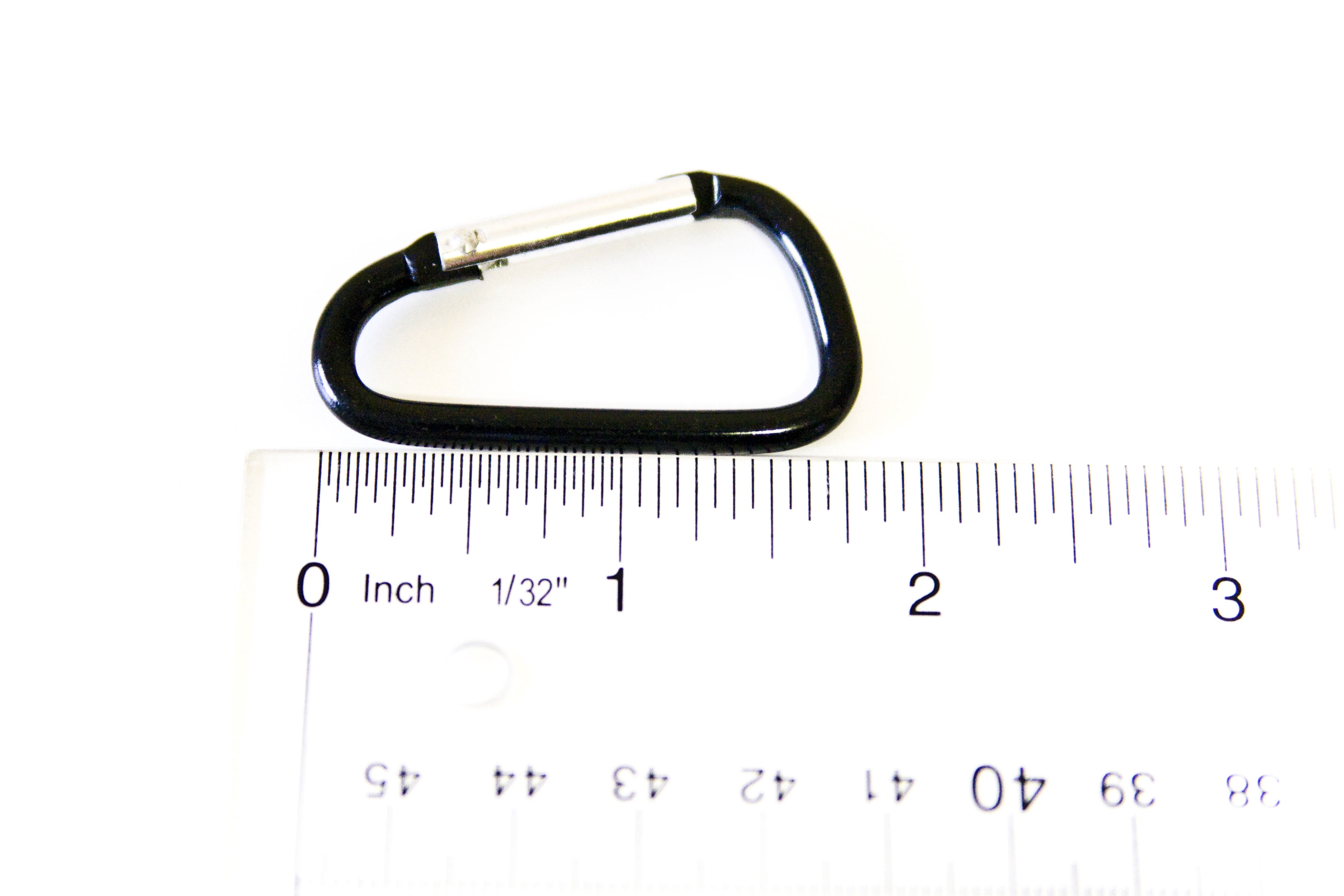 100 pcs - 1-7/8 inch Black Aluminum Carabiner D Shape Round Edge, Keychain Clip, Spring Snap Key Chain Clip Hook