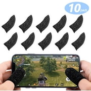Upgraded Mobile Game Controller Finger Sleeve Sets , Anti-Sweat Breathable Full Touch Screen Sensitive Shoot Aim Joysticks Finger Set for PUBG/Knives Out/Rules of Survival-Black, 10 Packs