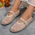 thumbnail image 5 of HaiMao Women's Flats Mesh Ballet Flats Round Toe Buckle Strap Comfortable Causal Dress Flats Shoes Beige 5.5(36), 5 of 6