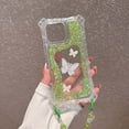 thumbnail image 2 of Compatible with iPhone 13 Phone Case,3-in-1 Design,With Cute Beads Wrist Strap,Luxury Bling Glitter Bavck,Resin Butterflies,For Women Girls,Shockproof Transparent Phone Case,Green, 2 of 11