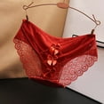 thumbnail image 4 of Ashirexll Ladies Underwear Panties, Plus Size Underwear for Women, Solid Color Lace Bow Mid Low Waist Hollow Mesh Triangle Panties, 4 of 4