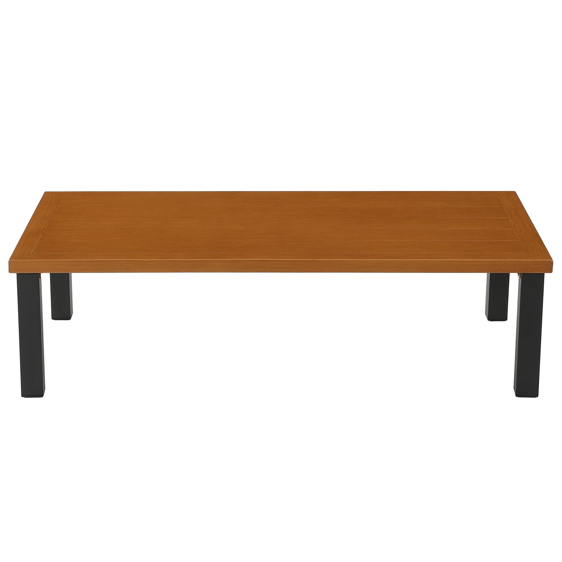 Fnova Outdoor Rectangular Coffee Table, Large Patio Table with Sturdy Metal Frame, Modern Outdoor Furniture for Patio Backyard Garden Poolside