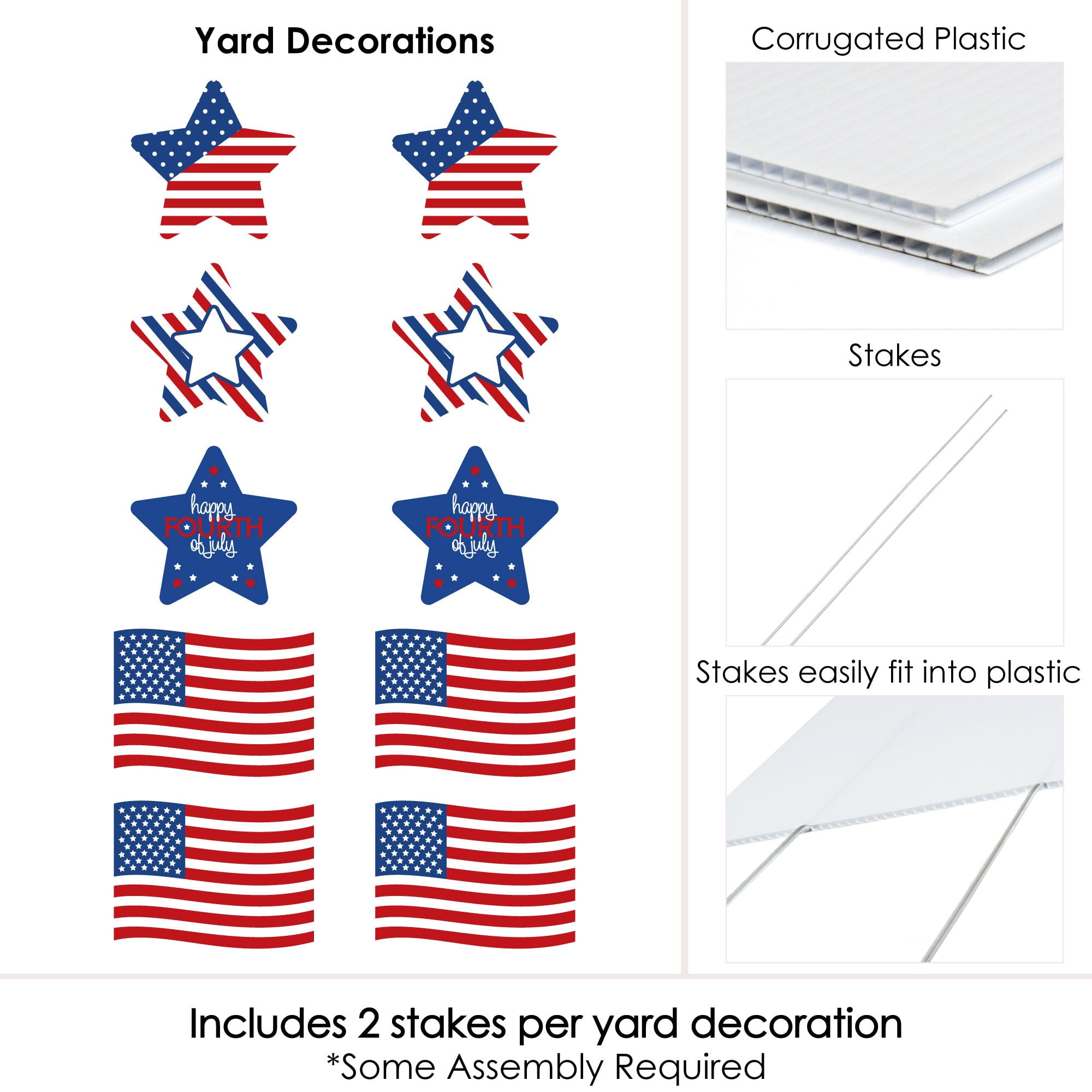 Big Dot of Happiness 4th of July - Flag and Star Lawn Decorations - Outdoor Fourth of July Party Yard Decorations - 10 Piece