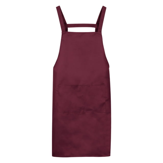 Unique Bargains H Style Apron Kitchen Cooking Aprons Long Artist Painting Apron with 2 Pockets Wine Red