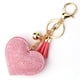 thumbnail image 3 of Pequeño llavero de cuero con diamantes de imitación y corazón de melocotón fragante Llavero con borla Colgante de franela Llavero de diamantes, 3 of 5
