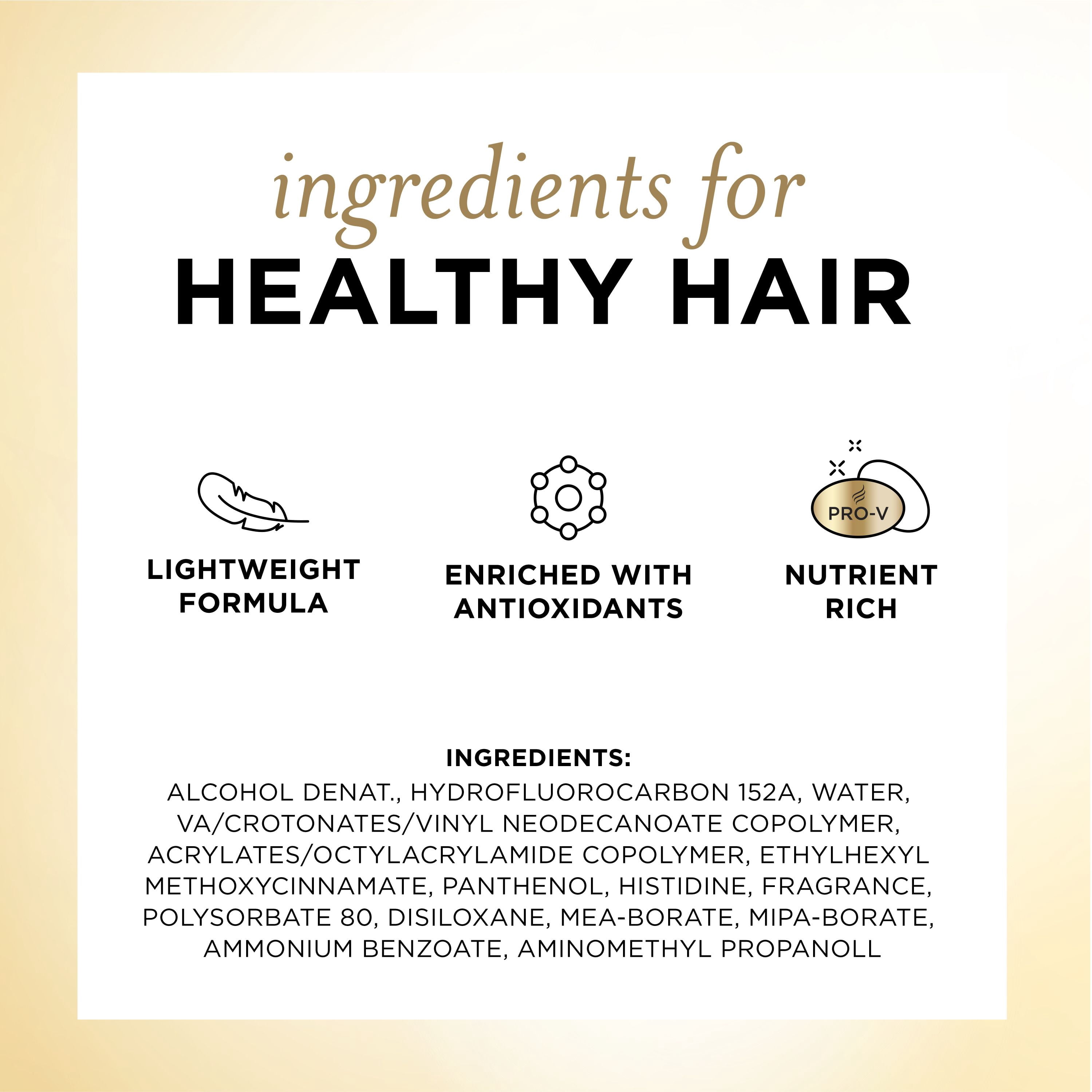 Fixatif à tenue ferme Pantene, niveau 4, formule riche en nutriments avec provitamine B5
