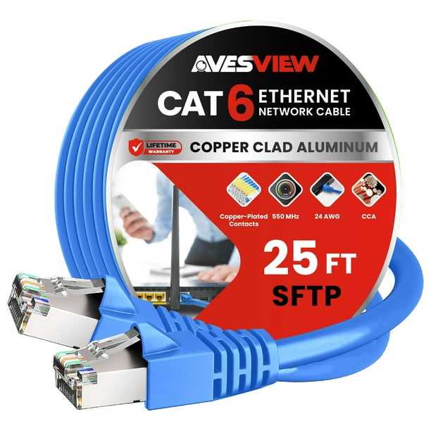 Cable Ethernet AVESview CAT 6 blindado de 25 m de alta velocidad y 10 Gbps