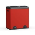 Step N' Sort 2 Compartment Kitchen Garbage Can & Recycling Bin, Red, 16 gal