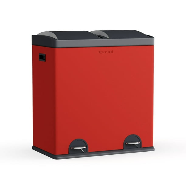 Step N' Sort 16Gallon Trash and Recycling Bin Red