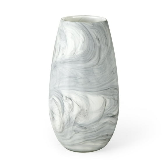 Mercana Volta II Tall White/Gray Abstract Pattern Ceramic Vase