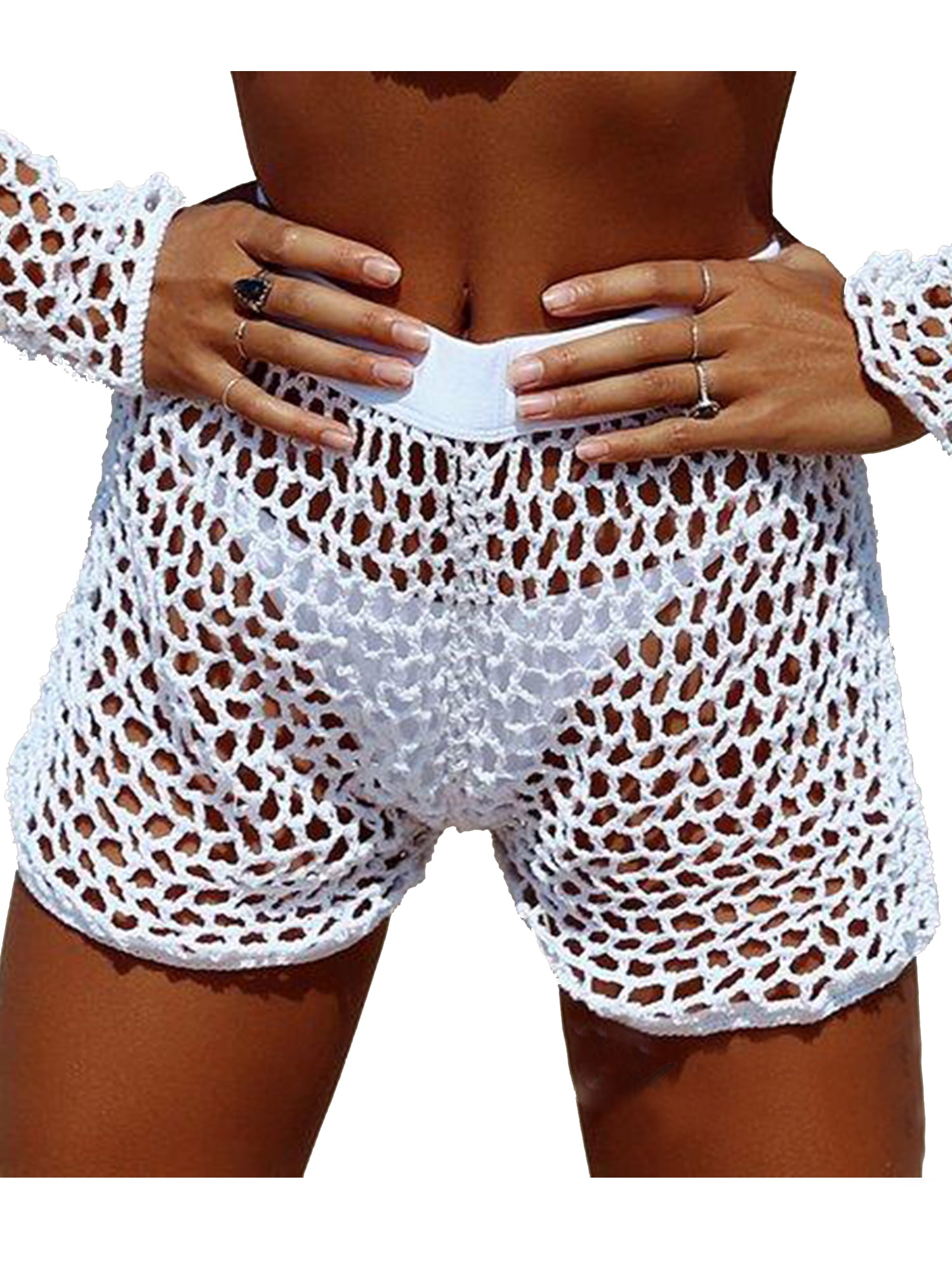 Crochet Knit Fishnet Swimsuit Cover Up 