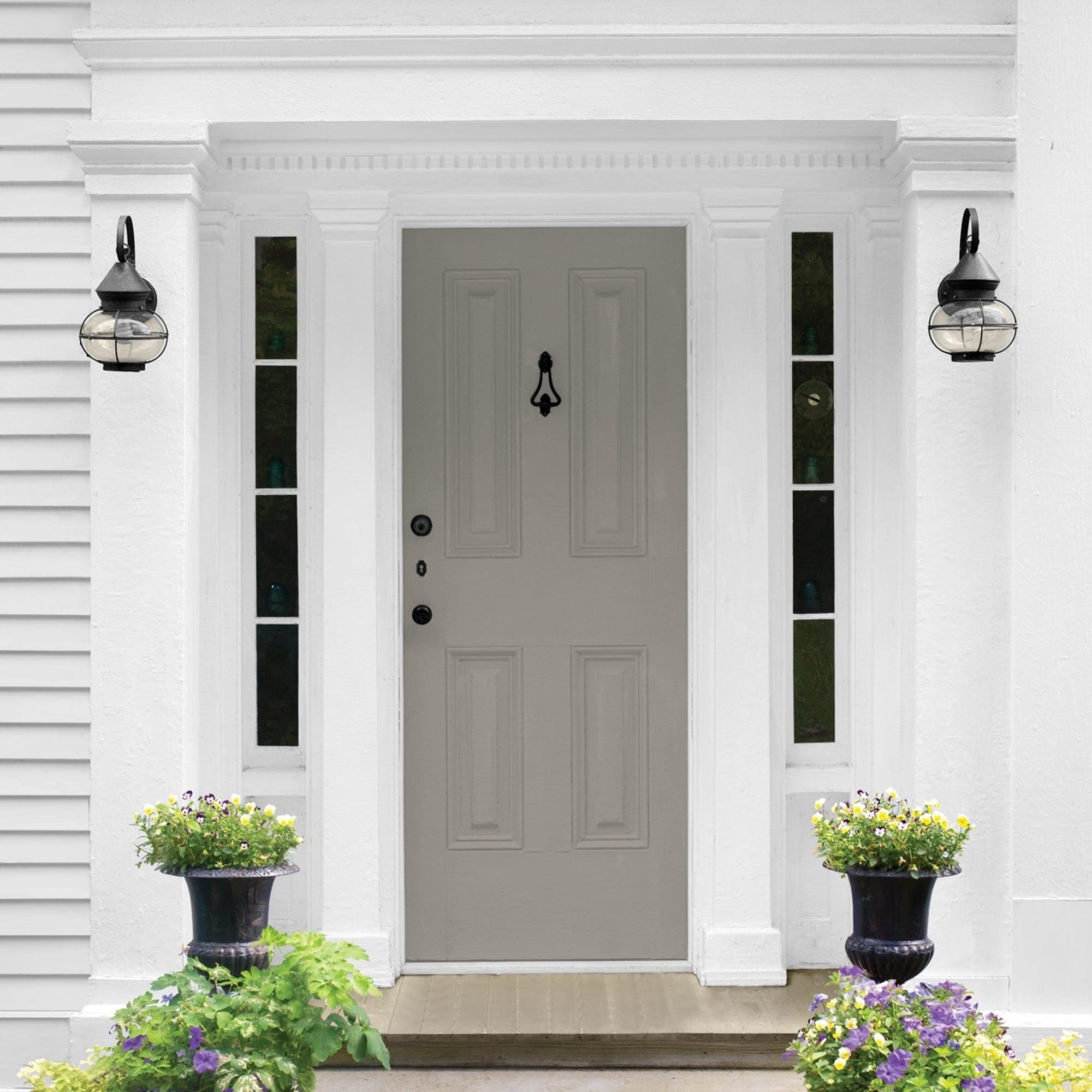 Glidden One Coat Lazy Afternoon / Gray Semi-Gloss Exterior Paint with Primer, 5 Gallon