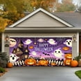 thumbnail image 4 of Halloween Car Garage Door Cover, Pumpkin Garage Buddy Ghost Banner Backdrop Decorations Outdoor Party Photography Backdrop(Purple,71x43Inch), 4 of 6