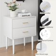 thumbnail image 3 of White Nightstand with 2 Drawers, 26" Tall Modern Bedside Table, Mid-Century Modern End Table, Wood Night Stand with Solid Wood Leg for Bedroom, Office, 3 of 12