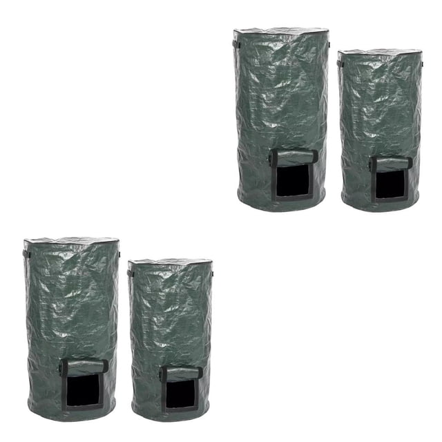 Ounissouiy Bolsa de recolección de residuos de abono de tela de PE para invernadero de jardín, contenedor de fermento plegable portátil, bote 15 galones 2piezas